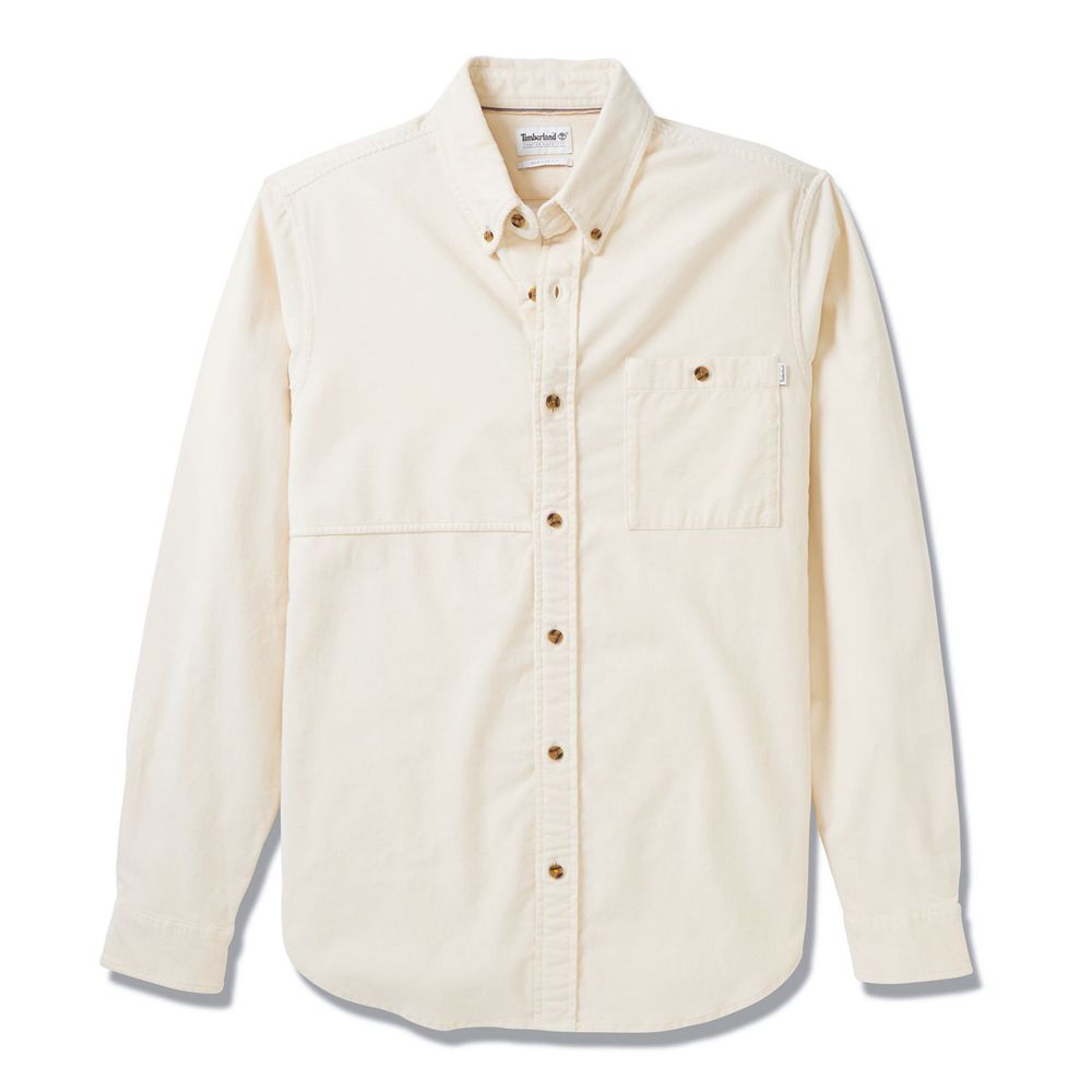 Timberland Mens Shirts Mascoma River Long-Sleeve Corduroy - White - India LX4108257